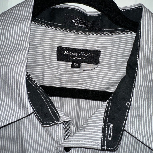 Eighty Eight Platinum 2XL Button Up Shirt Mens XXLarge Gray  Stripe Long Sleeve - Picture 4 of 5